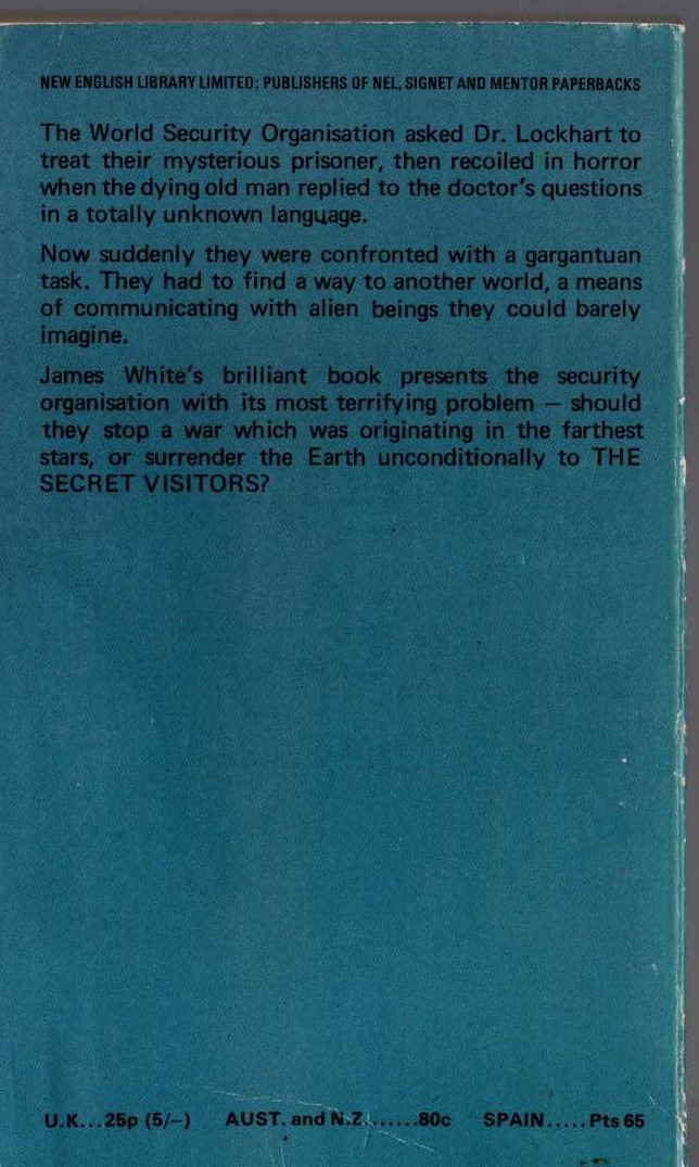 James White  THE SECRET VISITORS magnified rear book cover image