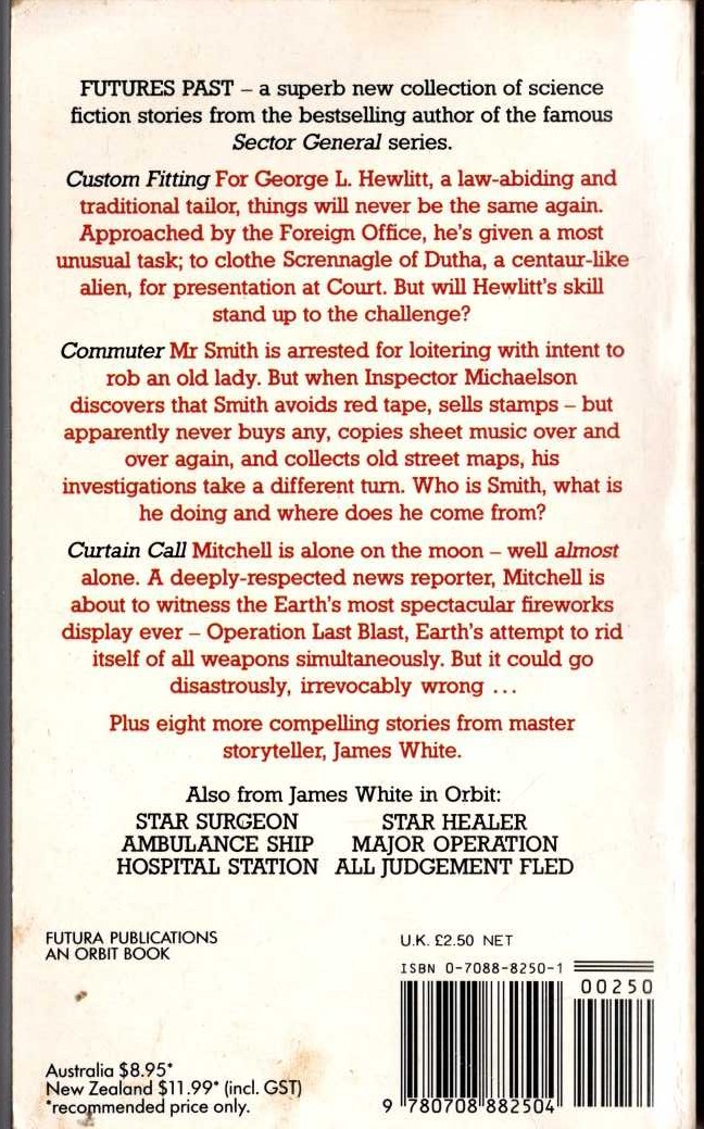 James White  FUTURES PAST magnified rear book cover image