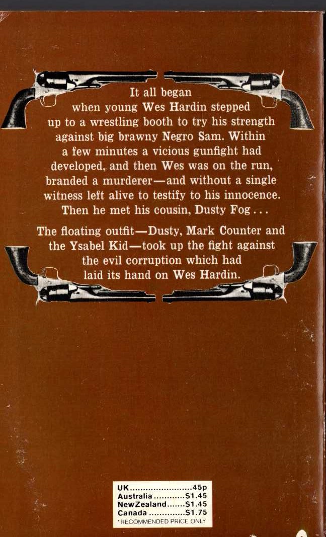 J.T. Edson  THE HOODED RIDERS magnified rear book cover image
