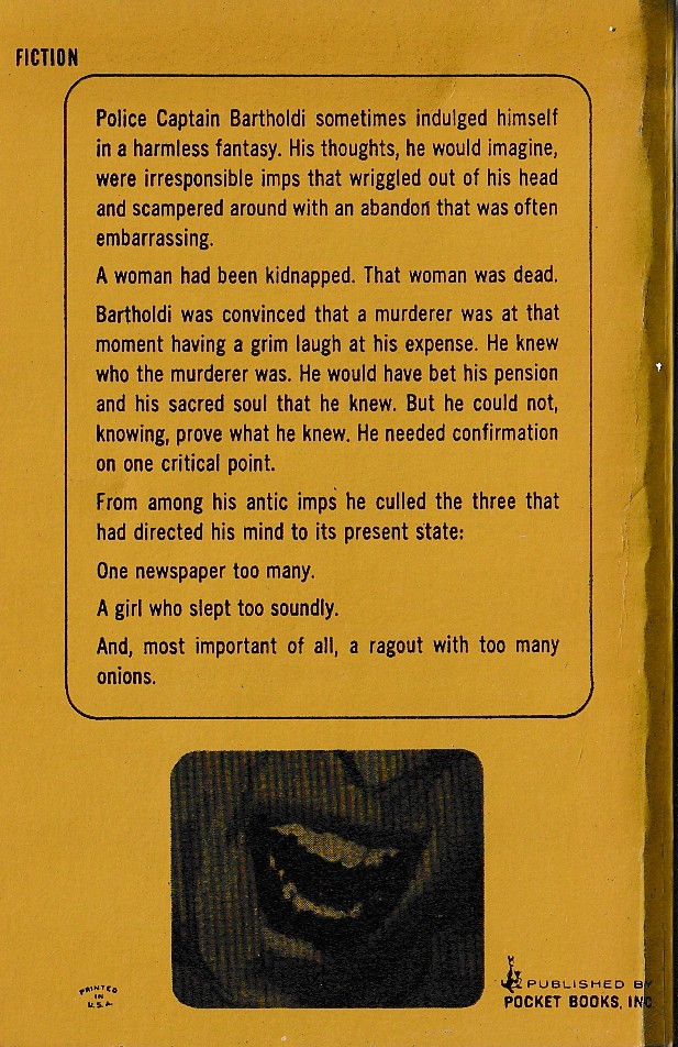 Ellery Queen  THE DEVIL'S COOK magnified rear book cover image