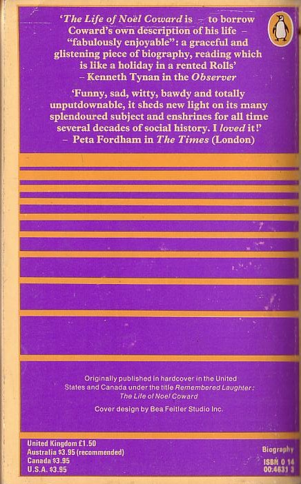 Cole Lesley  THE LIFE OF NOEL COWARD magnified rear book cover image