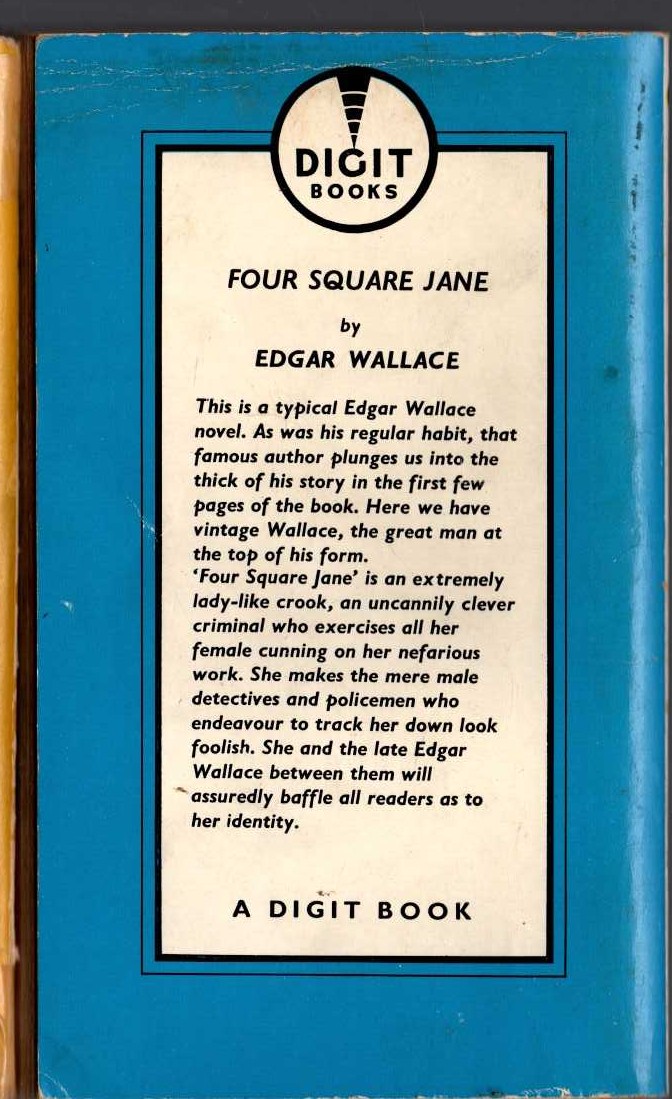 Edgar Wallace  FOUR SQUARE JANE magnified rear book cover image