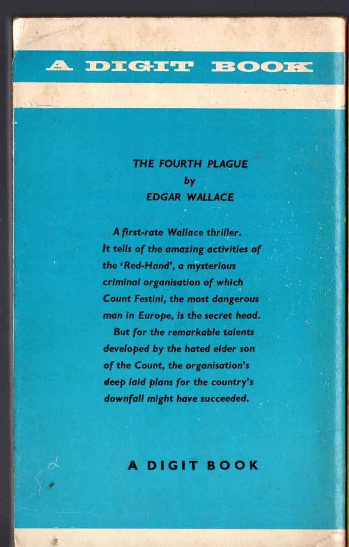 Edgar Wallace  THE FOURTH PLAGUE magnified rear book cover image