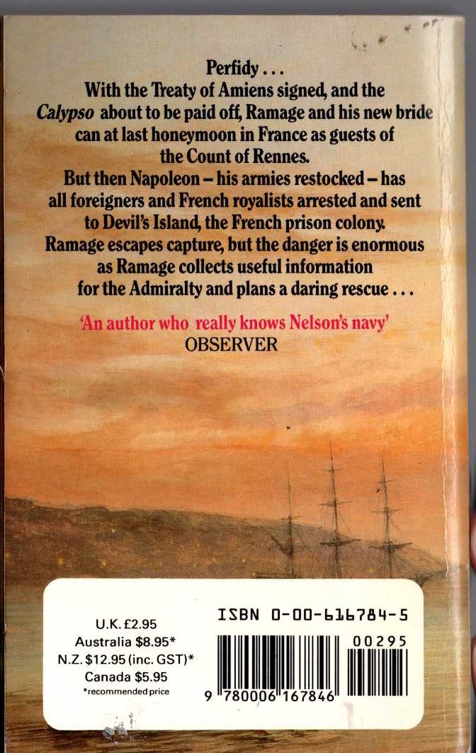 Dudley Pope  RAMAGE'S DEVIL magnified rear book cover image