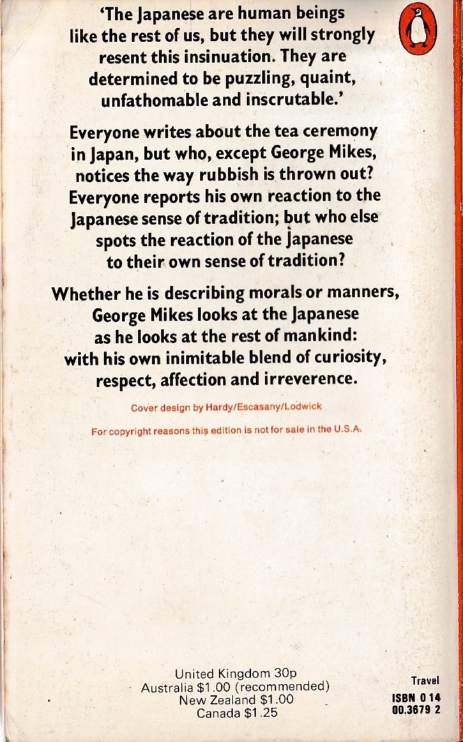 George Mikes  THE LAND OF THE RISING YEN magnified rear book cover image