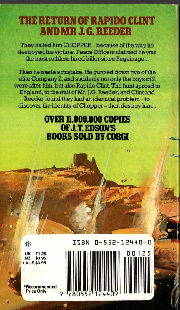 J.T. Edson  THE RETURN OF RAPIDO CLINT AND MR.J.G.REEDER magnified rear book cover image