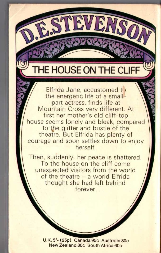 D.E. Stevenson  THE HOUSE OF THE CLIFF magnified rear book cover image