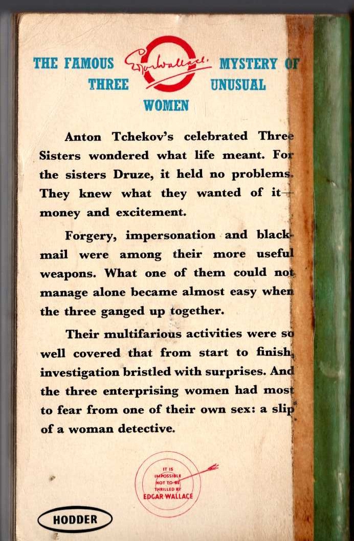 Edgar Wallace  THE SQUARE EMERALD magnified rear book cover image