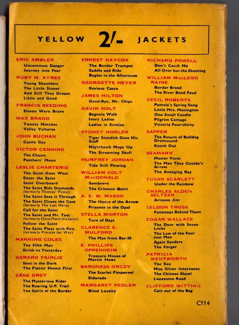 Edgar Wallace  AGAIN THE THREE magnified rear book cover image