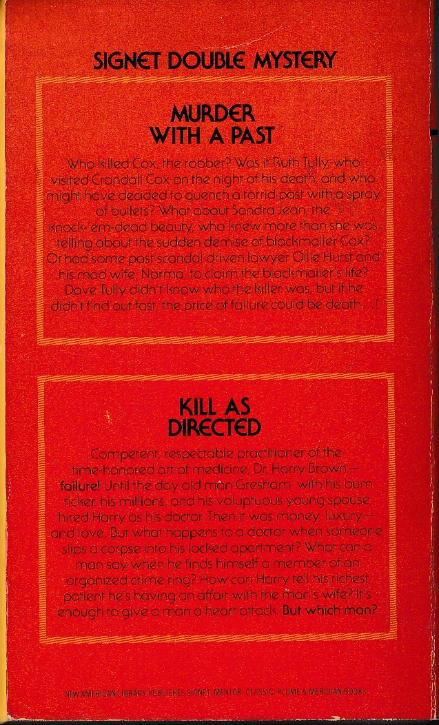 Ellery Queen  MURDER WITH A PAST / KILL AS DIRECTED magnified rear book cover image