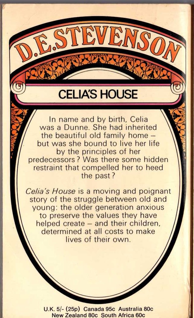 D.E. Stevenson  CELIA'S HOUSE magnified rear book cover image