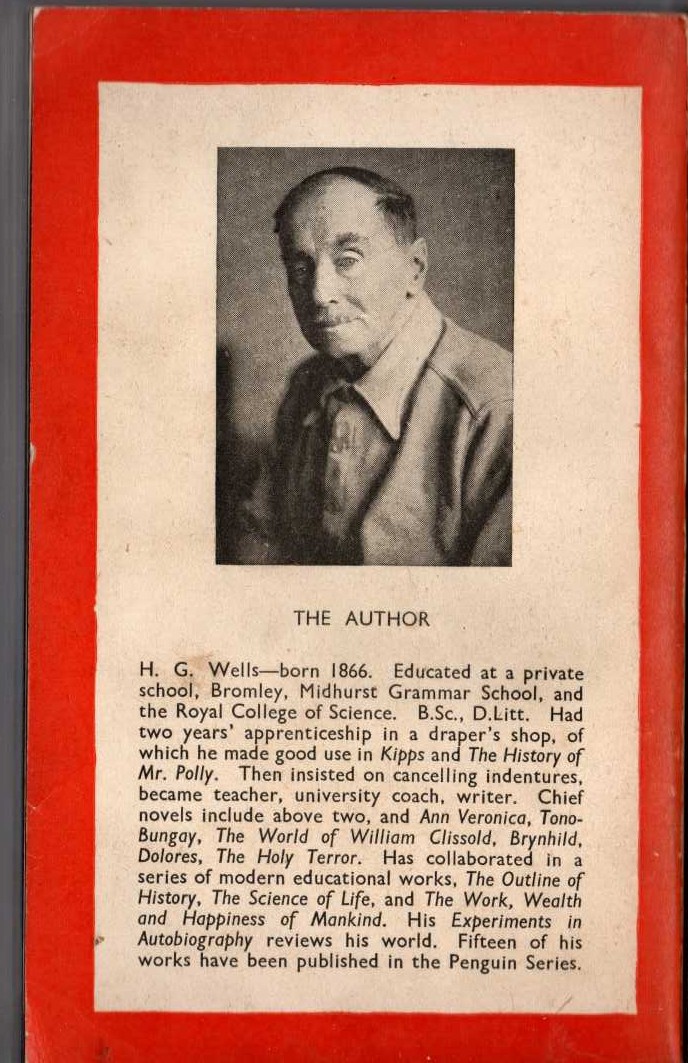 H.G. Wells  TONO-BUNGAY magnified rear book cover image