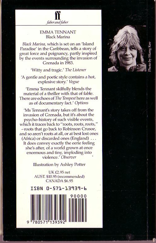 Emma Tennant  BLACK MARINA magnified rear book cover image