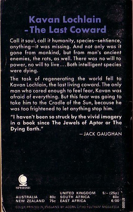 Brian Stableford  CRADLE OF THE SUN magnified rear book cover image