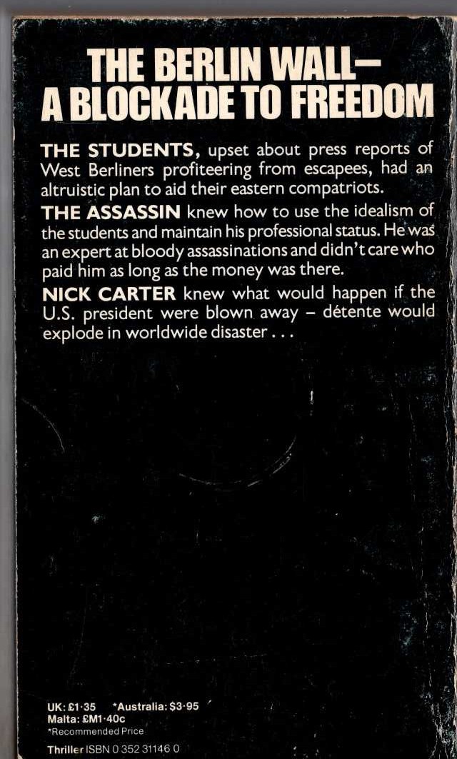 Nick Carter  UNDER THE WALL magnified rear book cover image