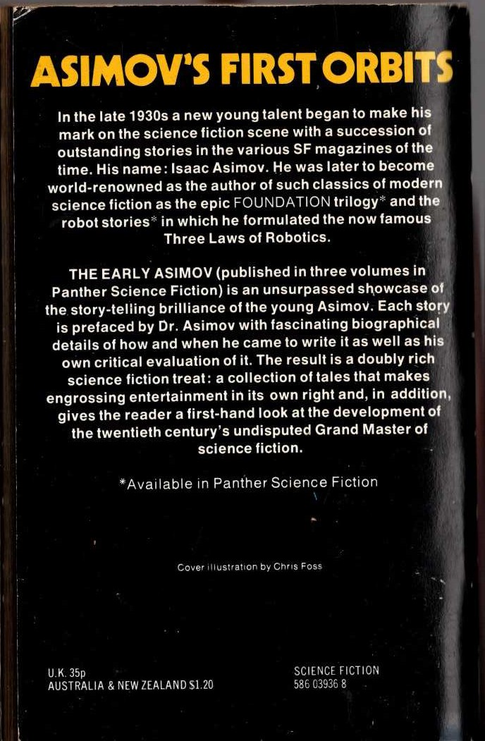 Isaac Asimov  THE EARLY ASIMOV. Volume 2 magnified rear book cover image