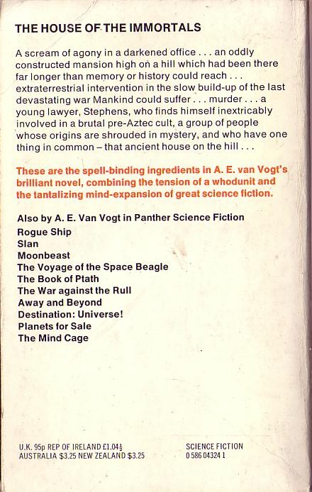 A.E. van Vogt  THE UNDERCOVER ALIENS magnified rear book cover image
