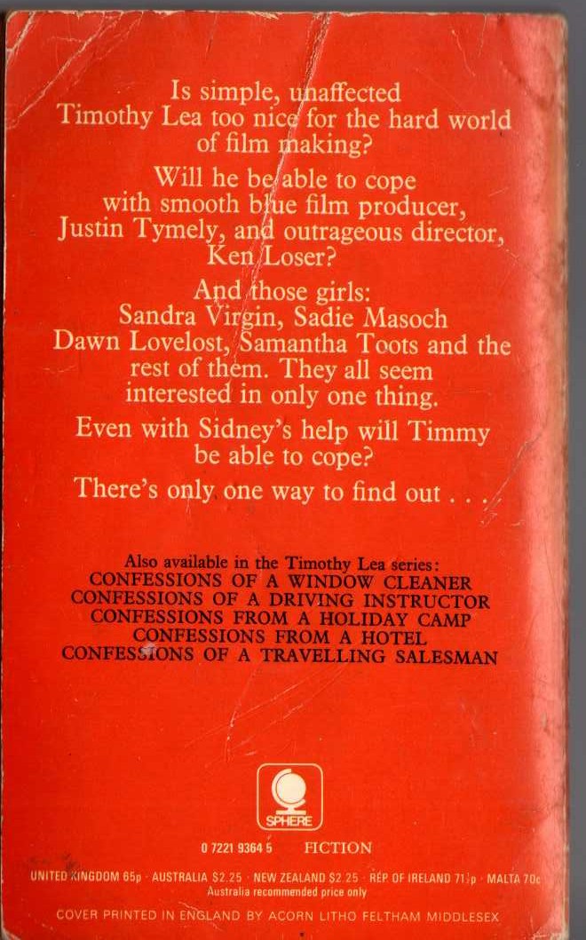 Timothy Lea  CONFESSIONS OF A FILM EXTRA magnified rear book cover image