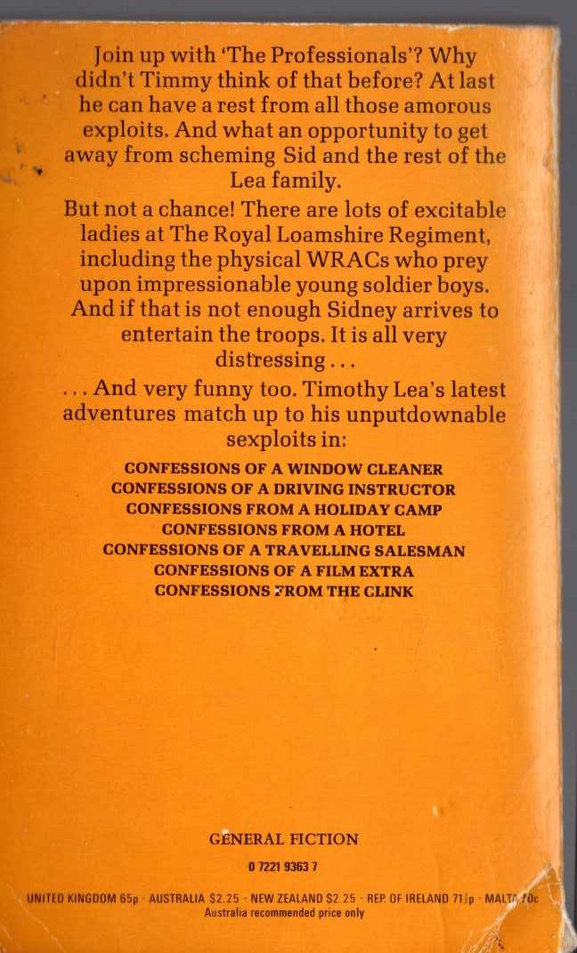 Timothy Lea  CONFESSIONS OF A PRIVATE SOLDIER magnified rear book cover image