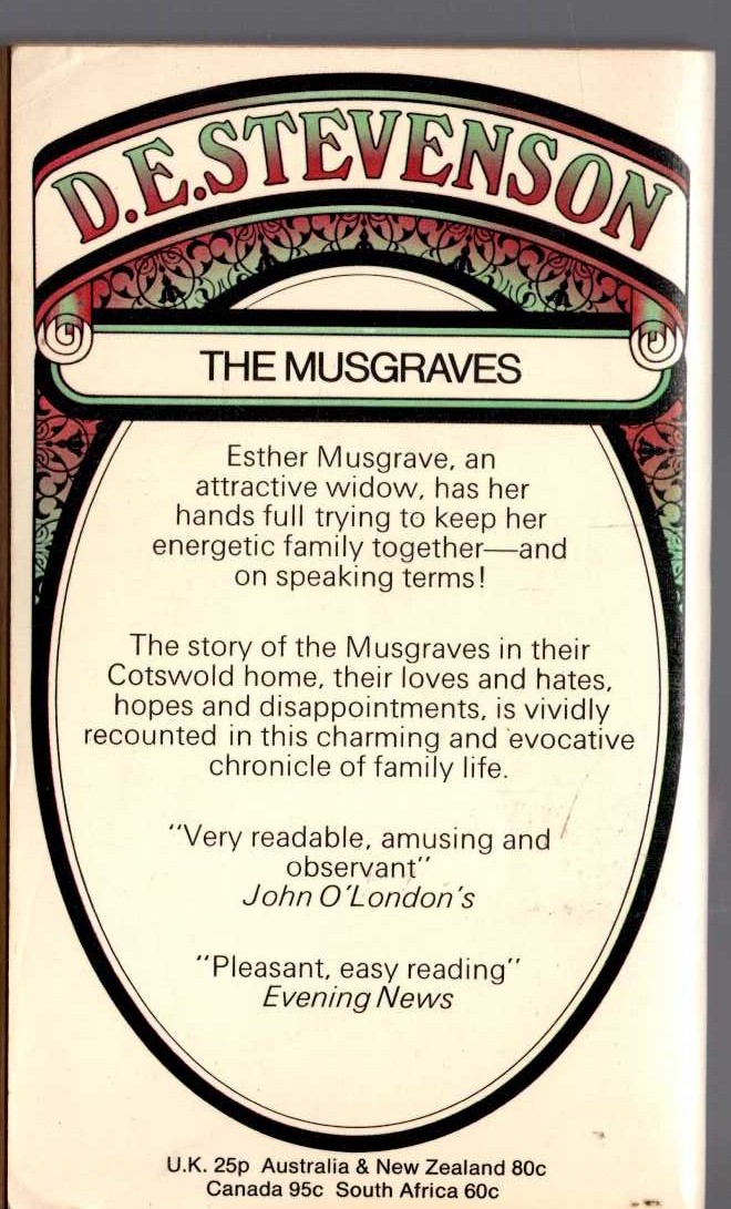 D.E. Stevenson  THE MUSGRAVES magnified rear book cover image