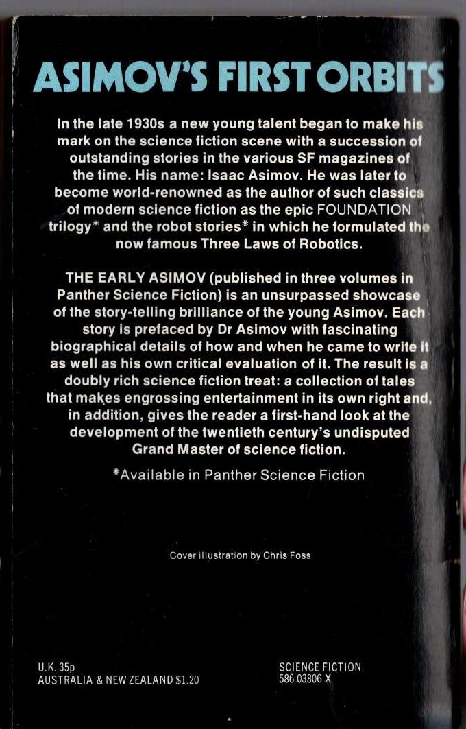 Isaac Asimov  THE EARLY ASIMOV. Volume 1 magnified rear book cover image