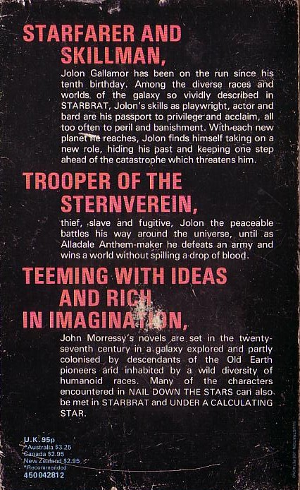 John Morressy  NAIL DOWN THE STARS magnified rear book cover image
