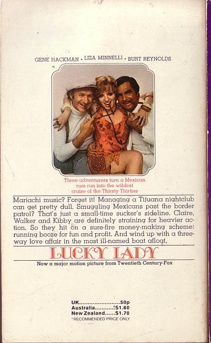Julie Rood  LUCKY LADY (Gene Hackman, Liza Minnelli, Burt Reynolds) magnified rear book cover image
