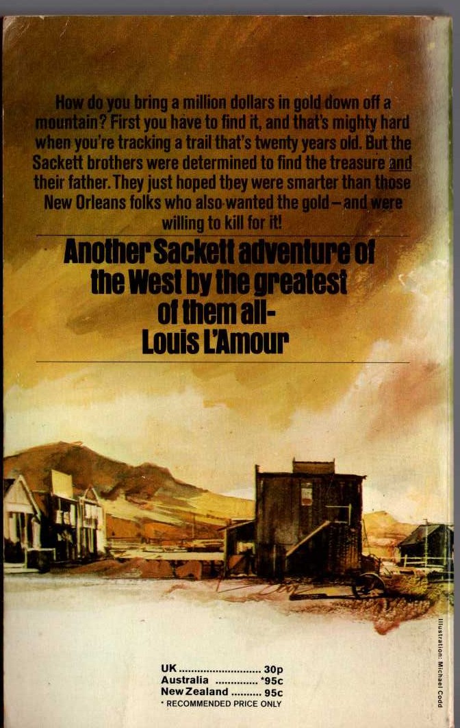 Louis L'Amour  TREASURE MOUTAIN magnified rear book cover image