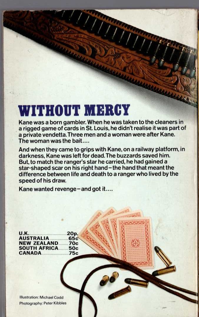 Louis Masterson  WITHOUT MERCY magnified rear book cover image