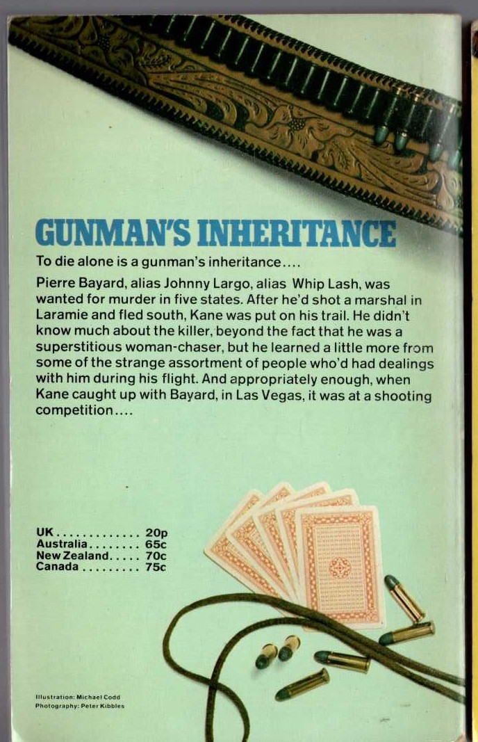 Louis Masterson  GUNMAN'S INHERITANCE magnified rear book cover image