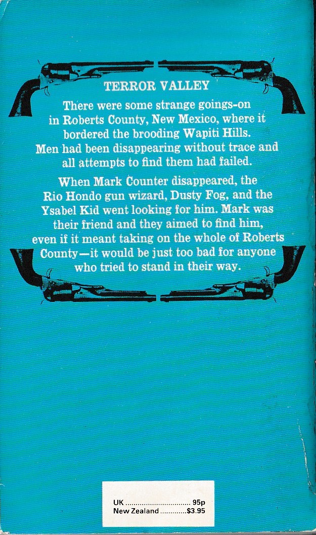 J.T. Edson  TERROR VALLEY magnified rear book cover image