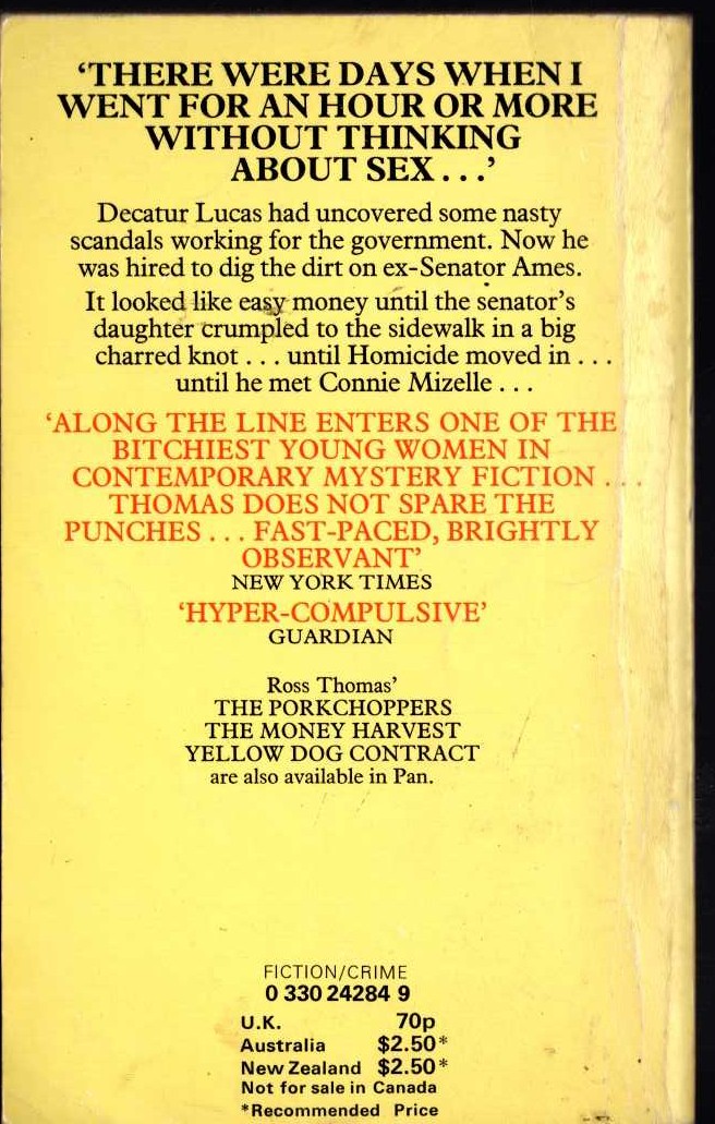 Ross Thomas  IF YOU CAN'T BE GOOD magnified rear book cover image