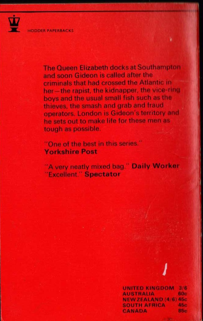 J.J. Marric  GIDEON'S LOT magnified rear book cover image