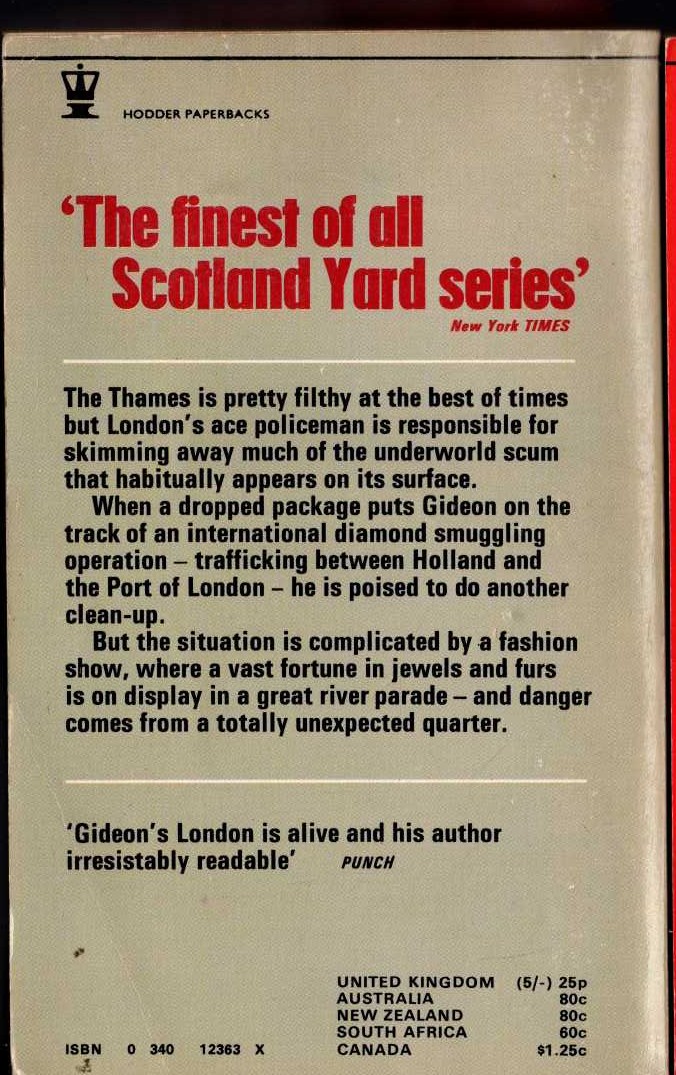 J.J. Marric  GIDEON'S RIVER magnified rear book cover image