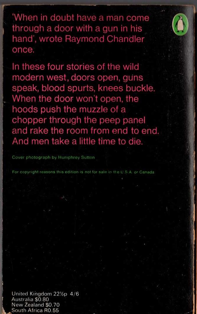 Raymond Chandler  SMART-ALECK KILL magnified rear book cover image