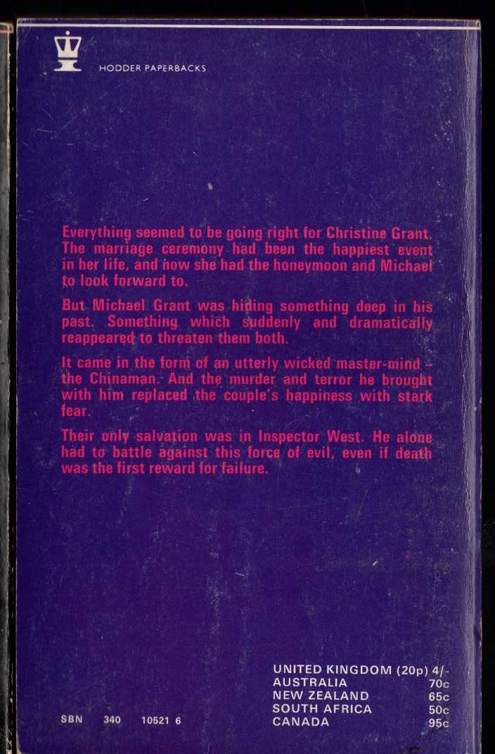John Creasey  BATTLE FOR INSPECTOR WEST magnified rear book cover image