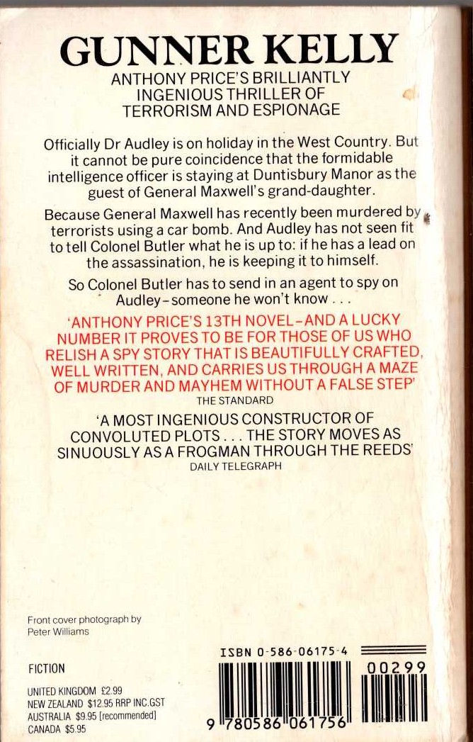 Anthony Price  GUNNER KELLY magnified rear book cover image