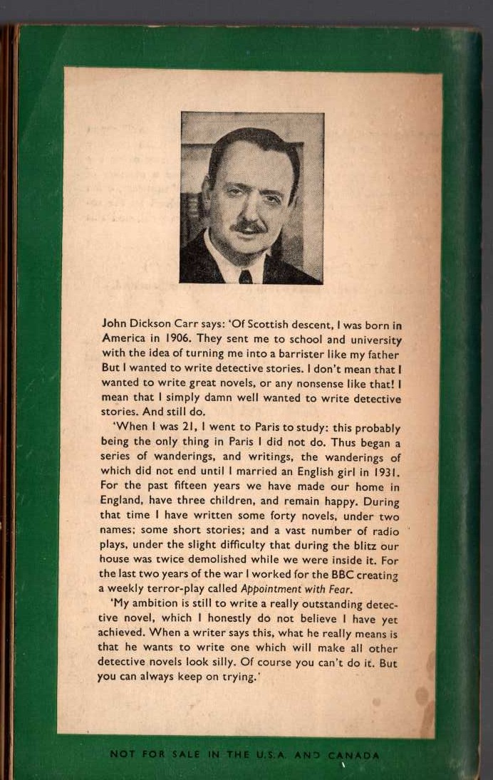 John Dickson Carr  THE EMPORER'S SNUFF-BOX magnified rear book cover image