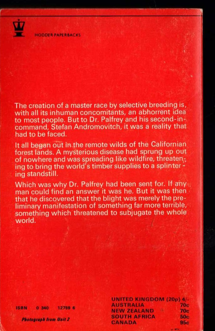 John Creasey  THE BLIGHT (Doctor Palfrey) magnified rear book cover image