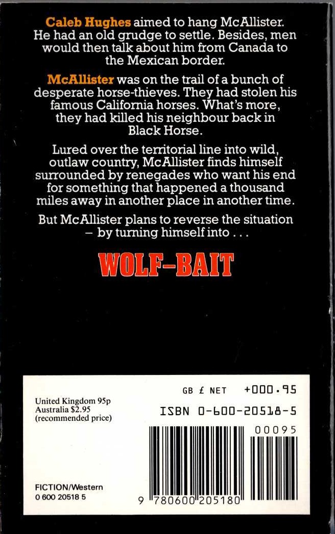 Matt Chisholm  McALLISTER - WOLF-BAIT magnified rear book cover image