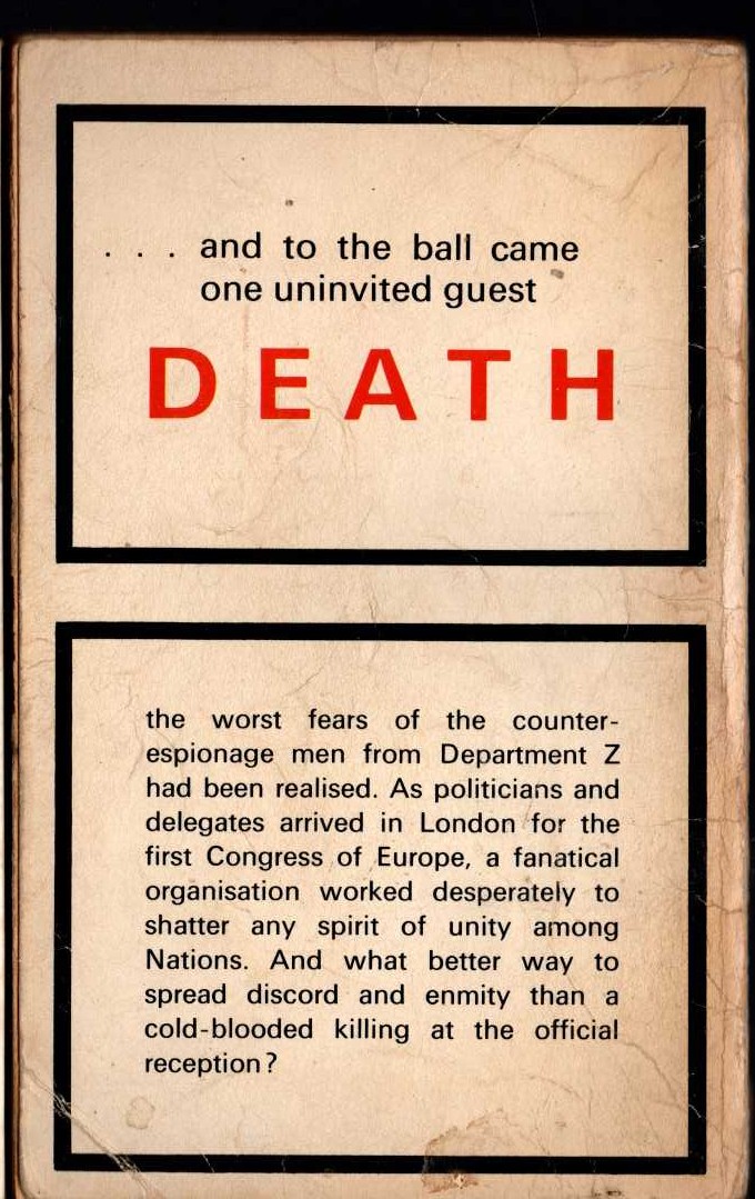 John Creasey  THE DEPARTMENT OF DEATH (Department 'Z') magnified rear book cover image