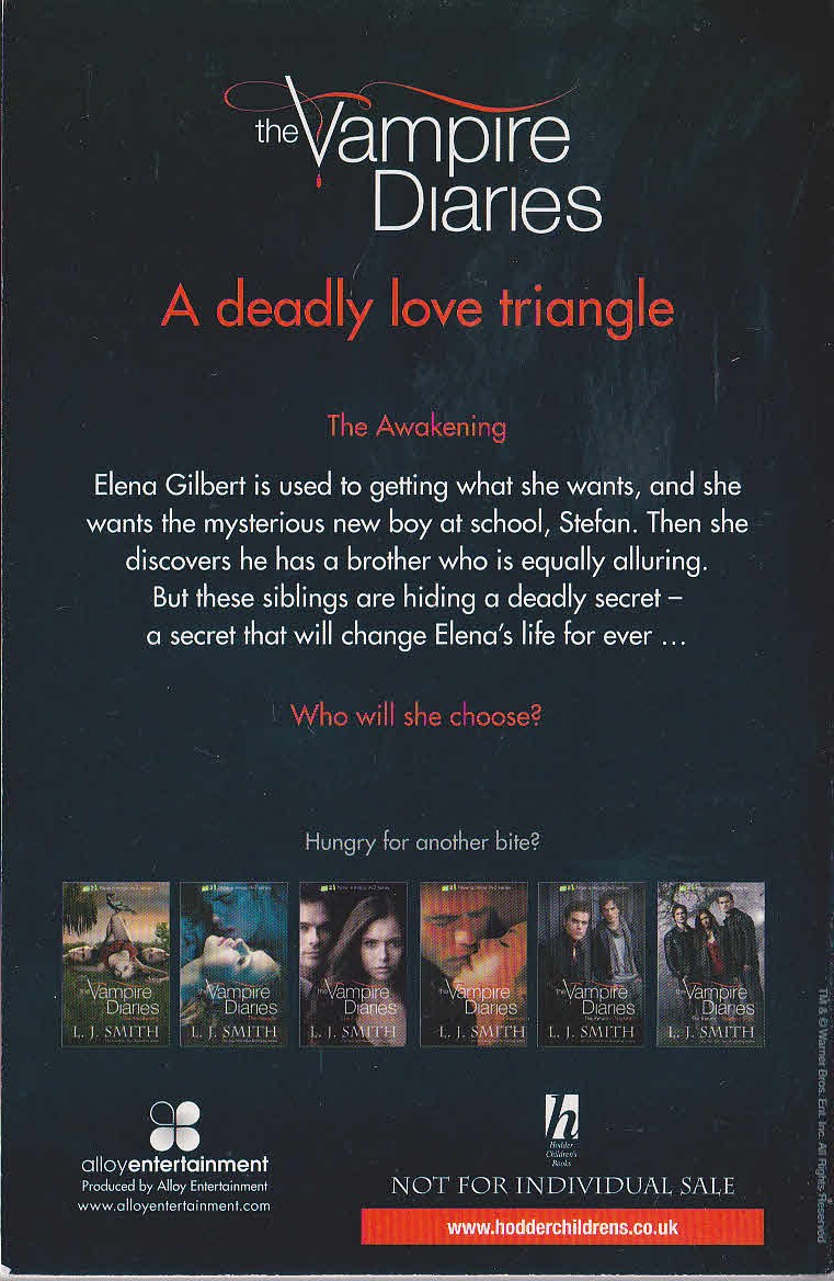 L.J. Smith  THE VAMPIRE DIARIES: THE AWAKENING magnified rear book cover image