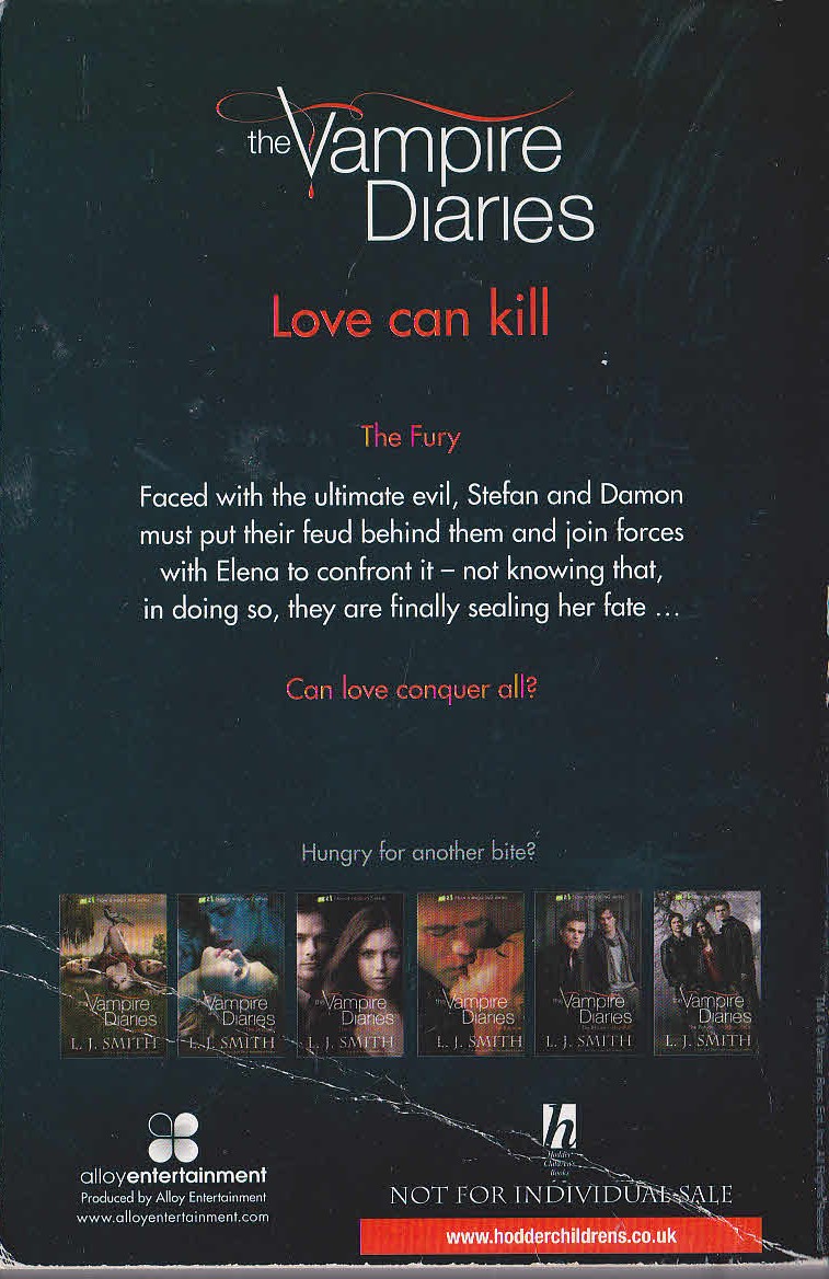 L.J. Smith  THE VAMPIRE DIARIES: THE FURY magnified rear book cover image