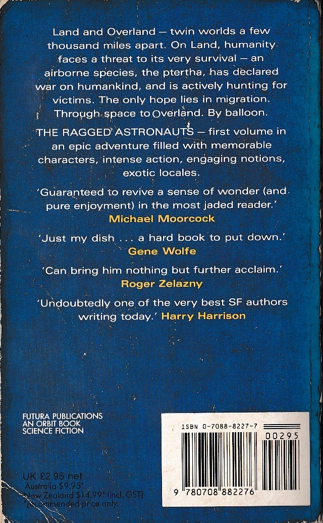 Bob Shaw  THE RAGGED ASTRONAUTS magnified rear book cover image