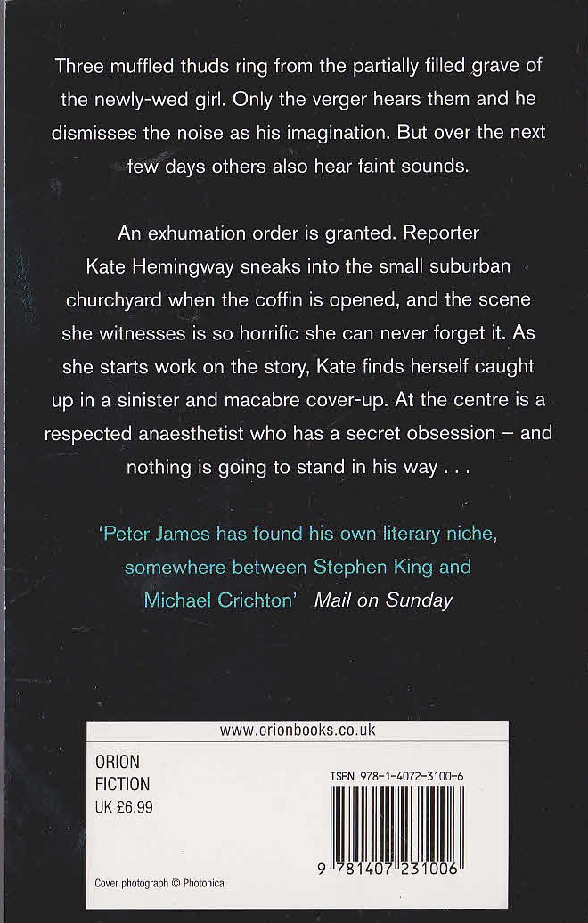 Peter James  TWILIGHT magnified rear book cover image