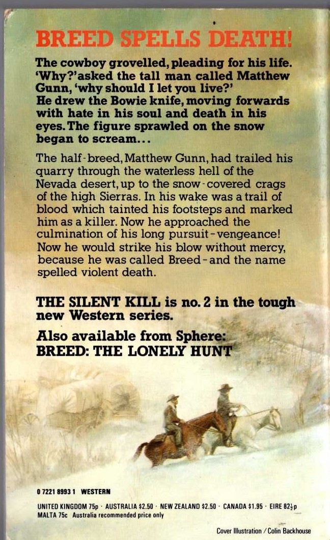 James A. Muir  BREED 2: THE SILENT KILL magnified rear book cover image