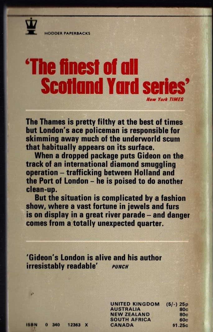 J.J. Marric  GIDEON'S RIVER magnified rear book cover image