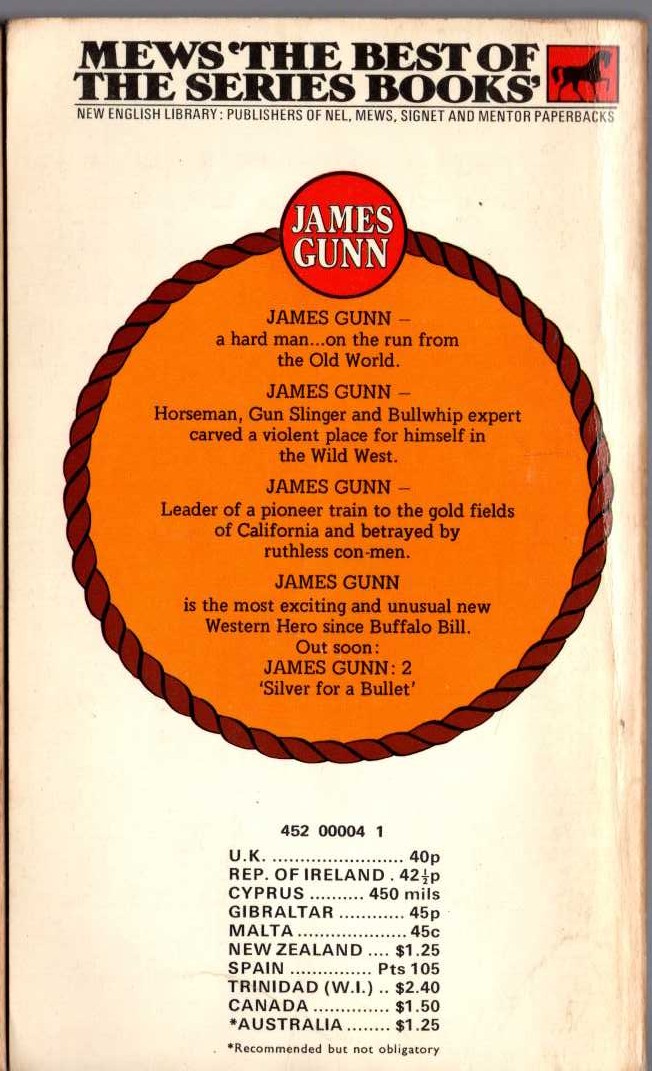 John Delaney  JAMES GUNN 1: THE DEADLY STRANGER magnified rear book cover image