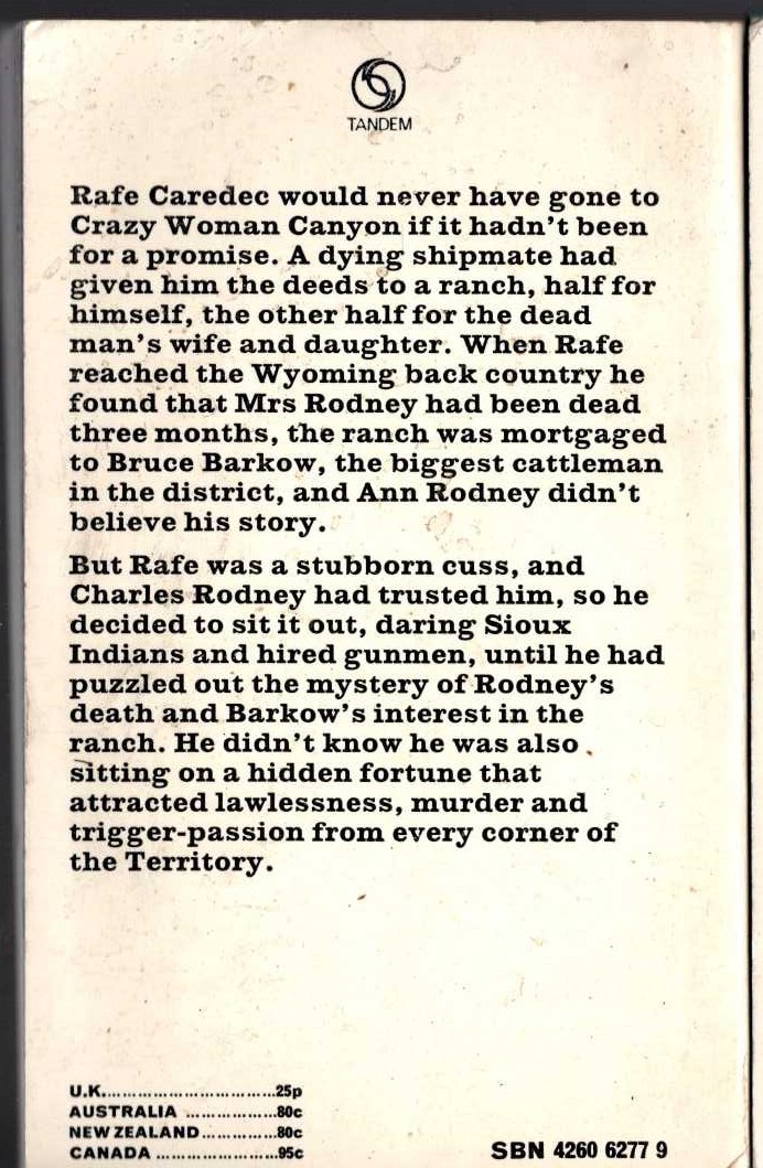 Louis L'Amour  CROSSFIRE TRAIL magnified rear book cover image