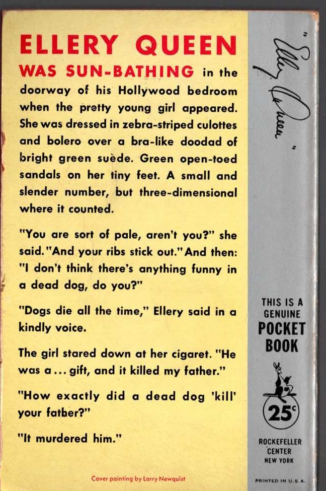 Ellery Queen  THE ORIGIN OF EVIL magnified rear book cover image